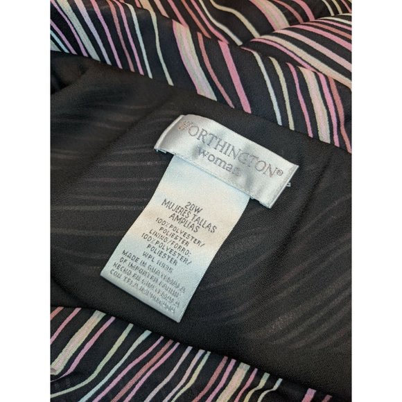 Worthington Size 20W Skirt Black Pink Striped Lined Modest - Picture 5 of 6